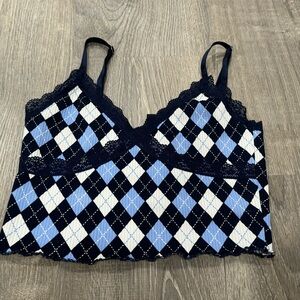 Divided H&M Tank Shirt Plaid Blue Small C42